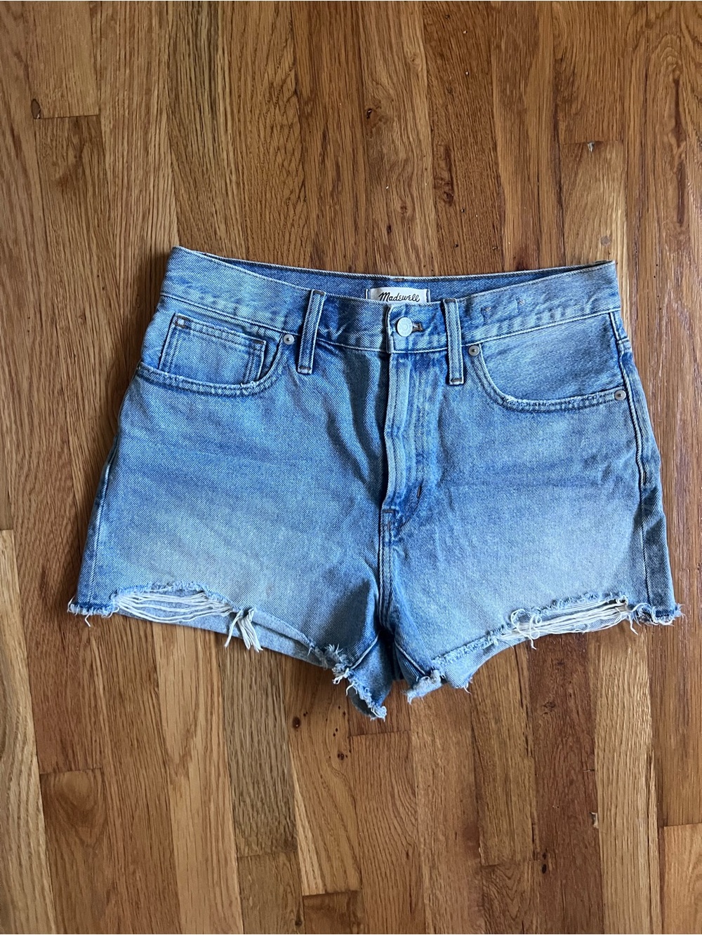 Madewell Washed Light Blue Denim Cutoff Shorts